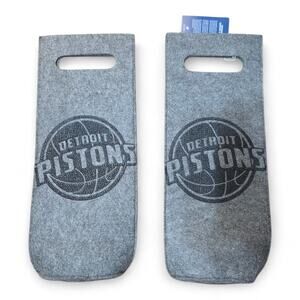 Set of 2 Detroit Pistons NBA Felt Wine Bottle Gift Bags Embroidered Logo New
